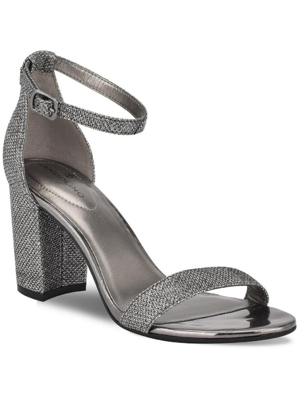 NIB Bandolino Armory 2 Pewter Glitter Block Heel Sandal Size 7.5M